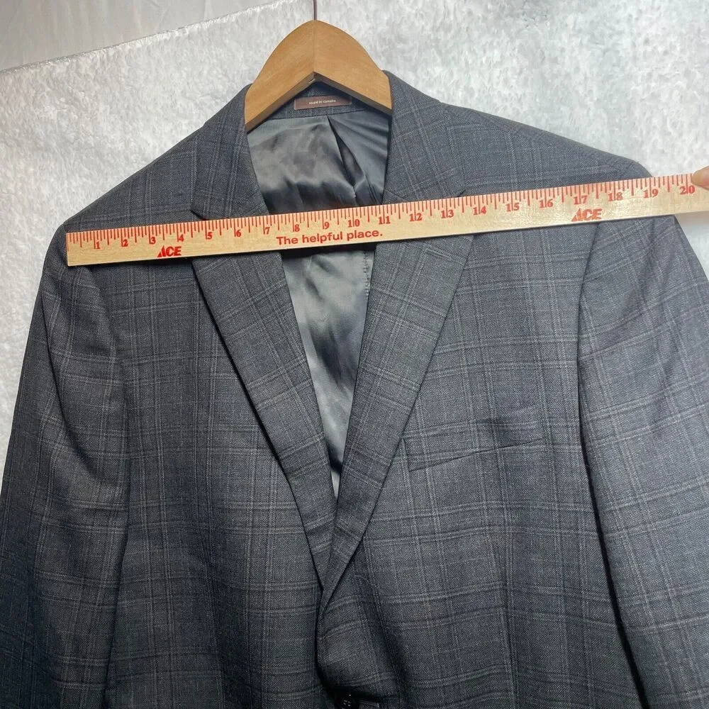 Peter Millar Gray‎ Plaid Wool Two Button Sports Blazer Jacket Men’s Size 44XT